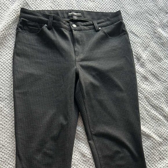 Karl Lagerfeld Paris Charcoal Micro-Check Slim Ankle Trousers – US 8 - Picture 2 of 6
